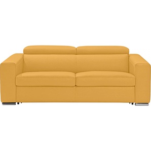 Schlafsofa EGOITALIANO Cabiria Sofas Gr. B/H/T: 226 cm x 97 cm x 103 cm, Leder BULL, gelb Einzelsofas Sofa inkl. Schlaffunktion, Kopfteile verstellbar, mit Metallfüßen
