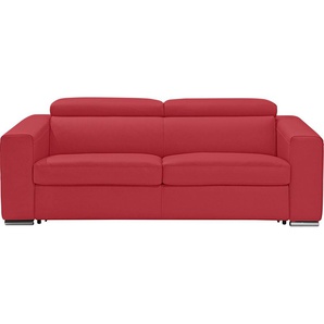 Schlafsofa EGOITALIANO Cabiria Sofas Gr. B/H/T: 226 cm x 97 cm x 103 cm, Leder BULL, rot (ruby) Einzelsofas Sofa inkl. Schlaffunktion, Kopfteile verstellbar, mit Metallfüßen