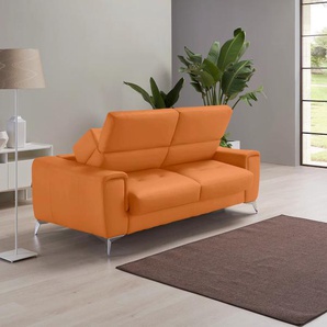 Schlafsofa EGOITALIANO Francine Sofas Gr. B/H/T: 233 cm x 100 cm x 106 cm, Leder BULL, orange Einzelsofas