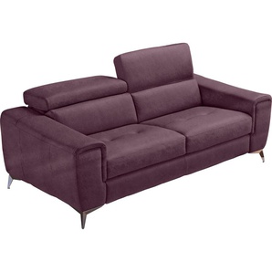 Schlafsofa EGOITALIANO Francine Sofas Gr. B/H/T: 233 cm x 100 cm x 106 cm, Luxus-Microfaser BLUSH, lila (plum) Einzelsofas mit Bettfunktion, Kopfteil manuell verstellbar, Metallfüßen