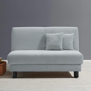 Schlafsofa ELL + Enny Sofas Gr. B/H/T: 125 cm x 90 cm x 100 cm, Cord, HR-Kaltschaum, Sitzhöhe 45 cm, blau (hellblau) Einzelsofas
