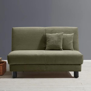 Schlafsofa ELL + Enny Sofas Gr. B/H/T: 160 cm x 90 cm x 100 cm, Cord, Gel-Sandwichpolster, Sitzhöhe 45 cm, grün Einzelsofas