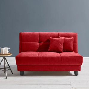 Schlafsofa ELL + Tilda Sofas Gr. B/H/T: 125 cm x 90 cm x 100 cm, Flachgewebe, Gel-Sandwichpolster, ohne Rela x funktion, rot Einzelsofas