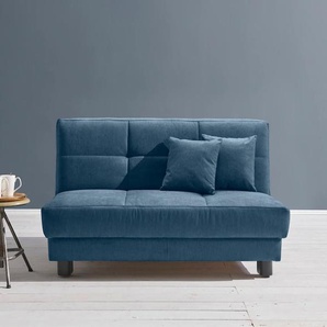 Schlafsofa ELL + Tilda Sofas Gr. B/H/T: 125 cm x 90 cm x 100 cm, Flachgewebe, Kaltschaum, ohne Relaxfunktion, blau Einzelsofas Breite 125 cm, inkl. 2 Zierkissen