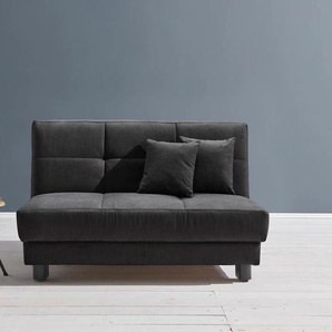Schlafsofa ELL + Tilda Sofas Gr. B/H/T: 145 cm x 90 cm x 100 cm, Flachgewebe, Kaltschaum, ohne Relaxfunktion, schwarz Einzelsofas Breite 145 cm, inkl. 2 Zierkissen