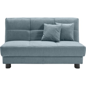Schlafsofa ELL + Tilda Sofas Gr. B/H/T: 145 cm x 90 cm x 100 cm, Flachgewebe, PUR-Schaumstoff, mit Relaxfunktion, blau (hellblau) Einzelsofas Breite 145 cm, inkl. 2 Zierkissen