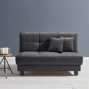 Schlafsofa ELL + Tilda Sofas Gr. B/H/T: 160 cm x 90 cm x 100 cm, Flachgewebe, Kaltschaum, mit Relaxfunktion, grau (grau, blau) Einzelsofas Breite 160 cm, inkl. 2 Zierkissen