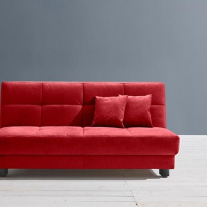 Schlafsofa ELL + Tilda Sofas Gr. B/H/T: 185 cm x 90 cm x 100 cm, Flachgewebe, PUR-Schaumstoff, ohne Rela x funktion, rot Einzelsofas