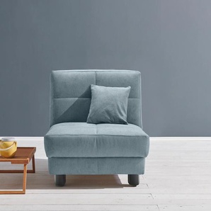 Schlafsofa ELL + Tilda Sofas Gr. B/H/T: 85 cm x 90 cm x 100 cm, Flachgewebe, Gel-Sandwichpolster, mit Relaxfunktion, blau (hellblau) Einzelsofas Breite 85 cm, inkl. 1 Zierkissen