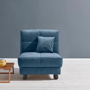 Schlafsofa ELL + Tilda Sofas Gr. B/H/T: 85 cm x 90 cm x 100 cm, Flachgewebe, Kaltschaum, mit Relaxfunktion, blau Einzelsofas Breite 85 cm, inkl. 1 Zierkissen