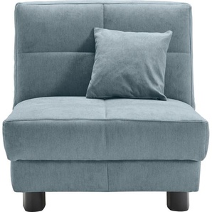 Schlafsofa ELL + Tilda Sofas Gr. B/H/T: 85 cm x 90 cm x 100 cm, Flachgewebe, PUR-Schaumstoff, mit Relaxfunktion, blau (hellblau) Einzelsofas Breite 85 cm, inkl. 1 Zierkissen