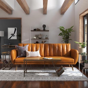Schlafsofa Felixa Braun Kunstleder Nala 207 x 80 x 86cm Modern