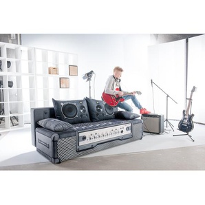 Schlafsofa Gabun Blau/Silber/Blau/Silber Flachgewebe 193 x 88 x 91cm Wellenunterfederung Modern