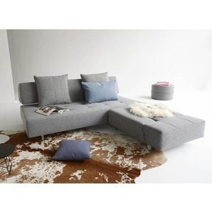 Schlafsofa Long Horn Grau Stoff Twist 210 x 79 x 113cm Retro