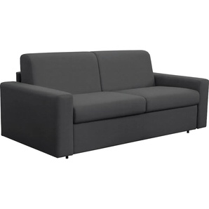 Schlafsofa NIAS ITALIA Bari Sofas Gr. B/H/T: 198 cm x 86 cm x 100 cm, Luxus-Microfaser in Lederoptik, grün (olive grau) Einzelsofas inklusive Matratze und klappbaren Bettunterbau, Liegefläche 140208 cm