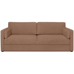 Schlafsofa HOME AFFAIRE Calrence Sofas Gr. B/H/T: 218 cm x 86 cm x 103 cm, Chenille, schmale Armlehnen, braun (cinnamon) Einzelsofas mit aufklappbarer Bettfunktion, zwei Armlehnvarianten in der Serie