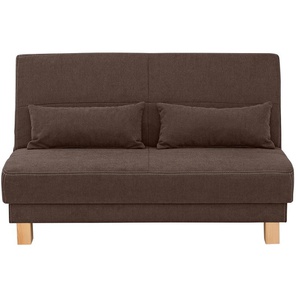 Schlafsofa HOME AFFAIRE Gina Sofas Gr. B/H/T: 140 cm x 86 cm x 95 cm, Chenille, braun Einzelsofas vom Sofa zum Bett mit einem Handgriff, in 4 Breiten, Nierenkissen