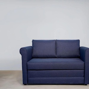 Schlafsofa HOME AFFAIRE Lanas Sofas Gr. B/H/T: 142 cm x 87 cm x 76 cm, Webstoff fein, blau (dark blue) Einzelsofas