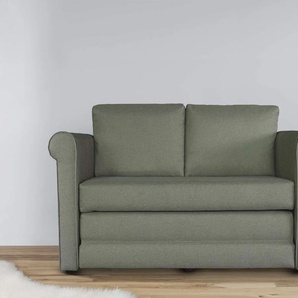 Schlafsofa HOME AFFAIRE Lanas Sofas Gr. B/H/T: 142 cm x 87 cm x 76 cm, Webstoff fein, grün (khaki) Einzelsofas kompaktes 2-Sitzer mit Schlaffunktion, Breite 142 cm, Webstoff fein