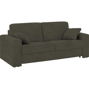 Schlafsofa HOME AFFAIRE Roma Sofas Gr. B/H/T: 200 cm x 85 cm x 100 cm, Luxus-Microfaser Lederoptik, Breite 200 cm, grün Einzelsofas Dauerschlaffunktion, mit Unterfederung, Lattenrost, Matratze