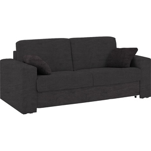 Schlafsofa HOME AFFAIRE Roma Sofas Gr. B/H/T: 200 cm x 85 cm x 100 cm, Luxus-Microfaser Lederoptik, Breite 200 cm, schwarz Einzelsofas Dauerschlaffunktion, mit Unterfederung, Lattenrost, Matratze