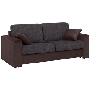 Schlafsofa HOME AFFAIRE Roma Sofas Gr. B/H/T: 200 cm x 85 cm x 100 cm, Struktur-Luxus-Microfaser, Breite 200 cm, braun (dunkelbraun) Einzelsofas Dauerschlaffunktion, mit Unterfederung, Lattenrost, Matratze