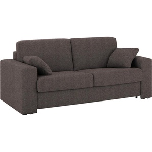 Schlafsofa HOME AFFAIRE Roma Sofas Gr. B/H/T: 200 cm x 85 cm x 100 cm, Struktur weich, Breite 200 cm, braun Einzelsofas Dauerschlaffunktion, mit Unterfederung, Lattenrost, Matratze