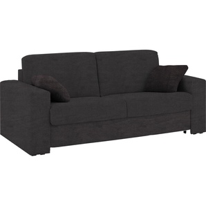 Schlafsofa HOME AFFAIRE Roma Sofas Gr. B/H/T: 220 cm x 85 cm x 100 cm, Luxus-Microfaser Lederoptik, Breite 220 cm, schwarz Einzelsofas Dauerschlaffunktion, mit Unterfederung, Lattenrost, Matratze