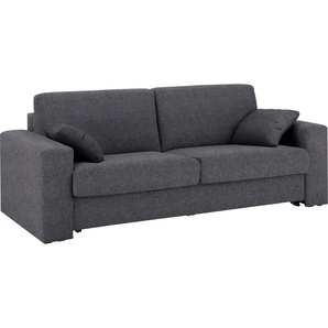 Schlafsofa HOME AFFAIRE Roma Sofas Gr. B/H/T: 220 cm x 85 cm x 100 cm, Luxus-Microfaser weich, Breite 220 cm, braun (schlamm) Einzelsofas Dauerschlaffunktion, mit Unterfederung, Lattenrost, Matratze