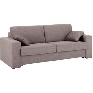Schlafsofa HOME AFFAIRE Roma Sofas Gr. B/H/T: 220 cm x 85 cm x 100 cm, Struktur fein, Breite 220 cm, braun Einzelsofas Dauerschlaffunktion, mit Unterfederung, Lattenrost, Matratze