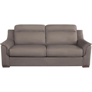 Schlafsofa NIAS ITALIA Sorano Sofas Gr. B/H/T: 202 cm x 94 cm x 95 cm, Luxus-Microfaser in Lederoptik, grau (elephant) Einzelsofas inklusive Matratze und klappbaren Bettunterbau, Liegefläche 140205 cm