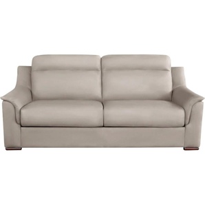 Schlafsofa NIAS ITALIA Sorano Sofas Gr. B/H/T: 202 cm x 94 cm x 95 cm, Luxus-Microfaser in Lederoptik, grau (hell grau) Einzelsofas inklusive Matratze und klappbaren Bettunterbau, Liegefläche 140205 cm