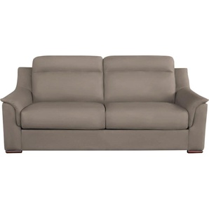 Schlafsofa NIAS ITALIA Sorano Sofas Gr. B/H/T: 202 cm x 94 cm x 95 cm, Luxus-Microfaser in Lederoptik, grau (taupe) Einzelsofas inklusive Matratze und klappbaren Bettunterbau, Liegefläche 140205 cm