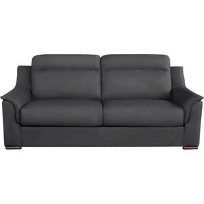 Schlafsofa NIAS ITALIA Sorano Sofas Gr. B/H/T: 202 cm x 94 cm x 95 cm, Luxus-Microfaser in Lederoptik, grün (olive grau) Einzelsofas inklusive Matratze und klappbaren Bettunterbau, Liegefläche 140205 cm