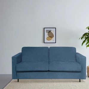 Schlafsofa HOME AFFAIRE Virming Sofas Gr. B/H/T: 188 cm x 90 cm x 98 cm, Lu x us-Microfaser (Chenille), mit Bettfunktion, blau (dark blue) Einzelsofas