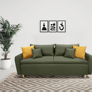 Schlafsofa INOSIGN Anika Sofas Gr. B/H/T: 235 cm x 97 cm x 95 cm, Struktur, grün Einzelsofas