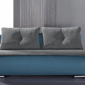 Schlafsofa INOSIGN Fun Sofas Gr. B/H/T: 193 cm x 72 cm x 93 cm, Flachgewebe-Struktur, blau (blau, grau) Einzelsofas inkl. Bettfunktion und -kasten, komfortabler Federkern
