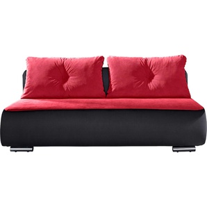Schlafsofa INOSIGN Fun Sofas Gr. B/H/T: 193 cm x 72 cm x 93 cm, Flachgewebe-Struktur, schwarz (schwarz, rot) Einzelsofas
