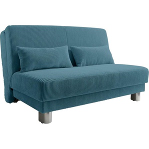 Schlafsofa INOSIGN Gina, blau (petrol), B:140cm H:86cm T:195cm, Sofas, mit einem Handgriff vom Sofa zum Bett, Topseller