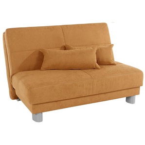 Schlafsofa INOSIGN Gina, orange (mango), B:120cm H:86cm T:195cm, Sofas, mit einem Handgriff vom Sofa zum Bett, Topseller