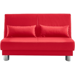 Schlafsofa INOSIGN Gina, rot, B:120cm H:86cm T:195cm, 100% PU, Sofas, mit einem Handgriff vom Sofa zum Bett, Topseller