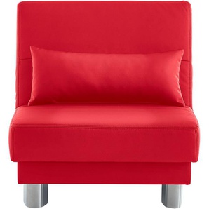 Schlafsofa INOSIGN Gina, rot, B:80cm H:86cm T:195cm, 100% PU, Sofas, mit einem Handgriff vom Sofa zum Bett, Topseller