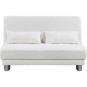 Schlafsofa INOSIGN Gina Sofas Gr. B/H/T: 120 cm x 86 cm x 195 cm, Bouclé, weiß Einzelsofas mit einem Handgriff vom Sofa zum Bett