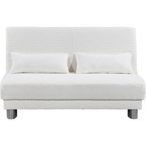 Schlafsofa INOSIGN Gina Sofas Gr. B/H/T: 140 cm x 86 cm x 195 cm, Bouclé, weiß Einzelsofas mit einem Handgriff vom Sofa zum Bett