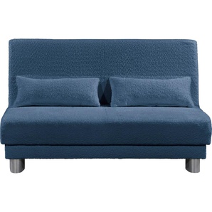 Schlafsofa INOSIGN Gina Sofas Gr. B/H/T: 80 cm x 86 cm x 195 cm, Bouclé, blau Einzelsofas mit einem Handgriff vom Sofa zum Bett