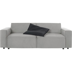 Schlafsofa INOSIGN Marva Sofas Gr. B/H/T: 245 cm x 90 cm x 102 cm, Samtvelours, mit Bettfunktion-mit Bettkasten, grau (grau, schwarz) Einzelsofas