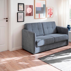 Schlafsofa INOSIGN Milano Sofas Gr. B/H/T: 147 cm x 89 cm x 87 cm, Struktur, 2-Sitzer mit zwei einzeln ausziehbaren Liegefunktionen, blau Einzelsofas