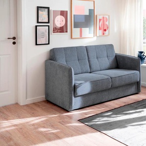 Schlafsofa INOSIGN Milano Sofas Gr. B/H/T: 147 cm x 89 cm x 87 cm, Struktur, 2-Sitzer mit zwei einzeln ausziehbaren Liegefunktionen, blau Einzelsofas zwei einzeln ausziehbare Liegefunktionen