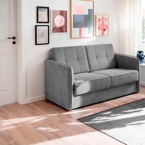 Schlafsofa INOSIGN Milano Sofas Gr. B/H/T: 147 cm x 89 cm x 87 cm, Struktur, 2-Sitzer mit zwei einzeln ausziehbaren Liegefunktionen, grau Einzelsofas