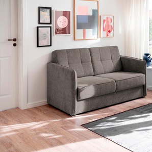 Schlafsofa INOSIGN Milano Sofas Gr. B/H/T: 147 cm x 89 cm x 87 cm, Struktur, 2-Sitzer mit zwei einzeln ausziehbaren Liegefunktionen, grau (grau, braun) Einzelsofas